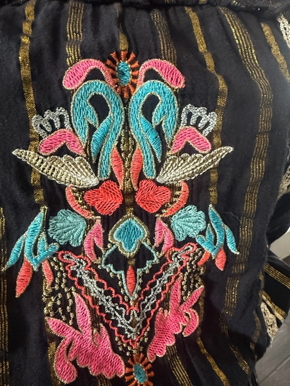 VENUS Black Strapless Maxi Dress with Multicolor Embroidery - Picture 5 of 5